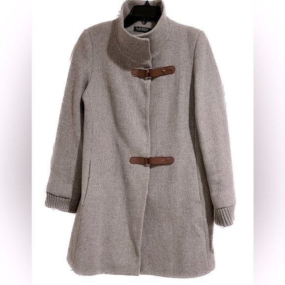 Ralph Lauren Wool Coat, Faux Leather Clasps, size 10 - Picture 1 of 9